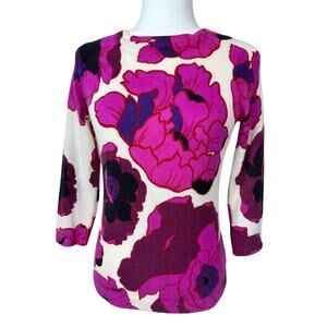 Talbots Women's 100% Audrey Cashmere Blooming Floral Sweater Size XS Fitted